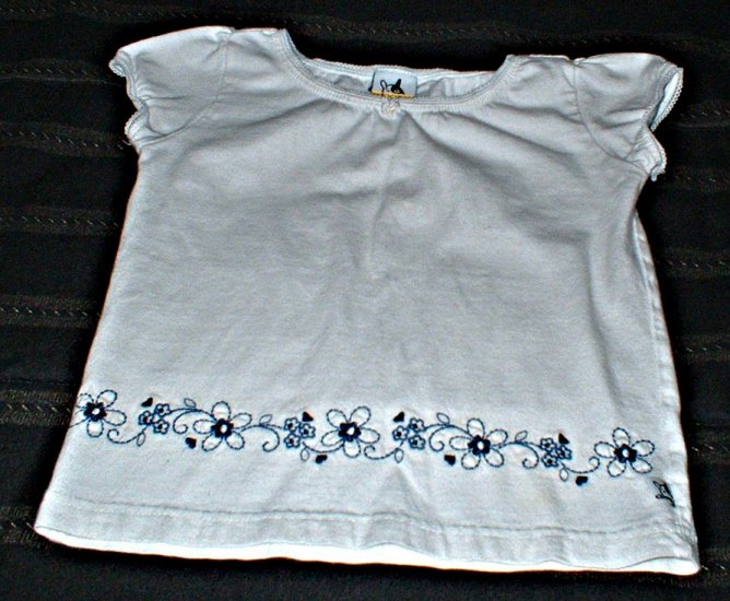Girls White Cap Sleeve Top with Scrollwork 2T