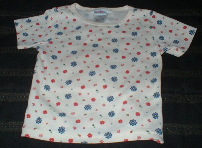Girls Red and Blue Flowered Shirt 2T