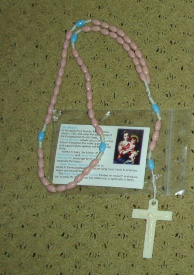 NIP Dusty Rose & Blue Rosary Free Shipping