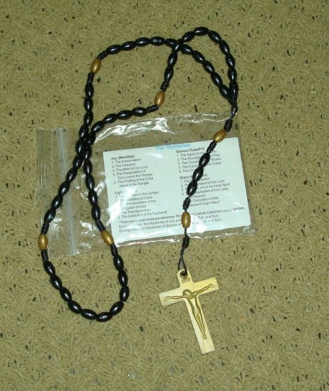NIP Black and Gold Rosary Free Shipping