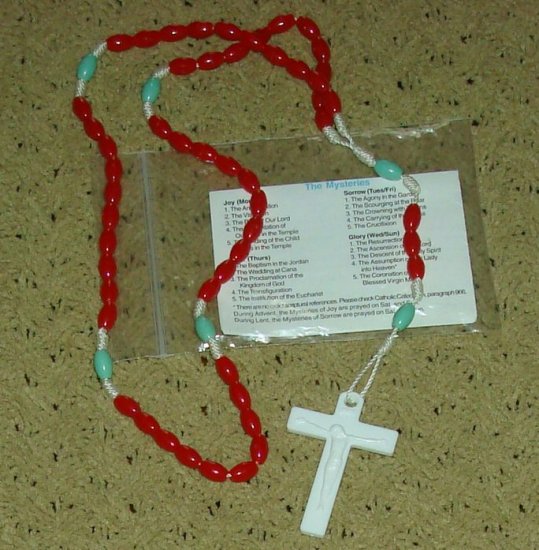 NIP Red & Mint Green Rosary Free Shipping