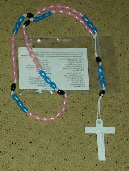 NIP Pink, Cerulean & Black Rosary Free Shipping