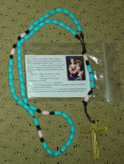 NIP Blue White Black & Gold Rosary Free Shipping