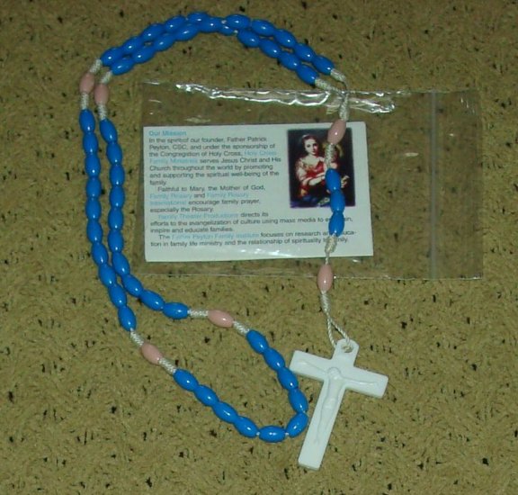NIP Blue & Dusty Rose Rosary Free Shipping