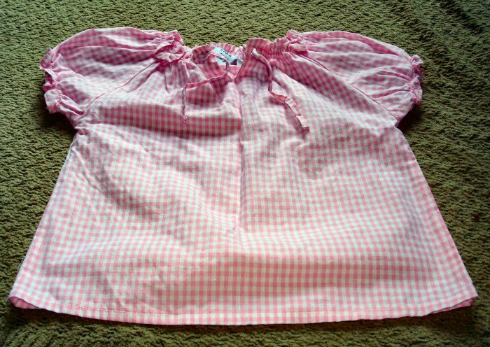 Girls Pink Checkered Peasant Style Top 3T
