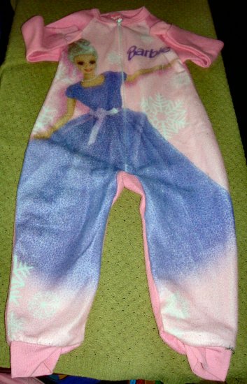 Girls Zip Up Barbie Pajamas 4 5
