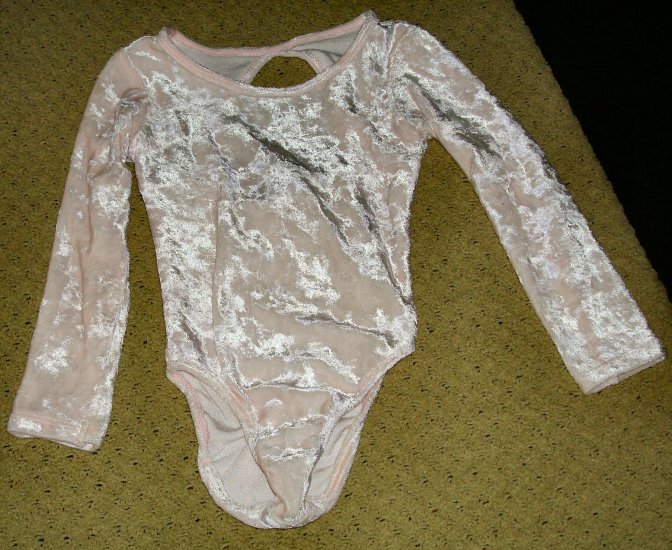 Girls Pink Velour Dance Bodysuit XS 4 5