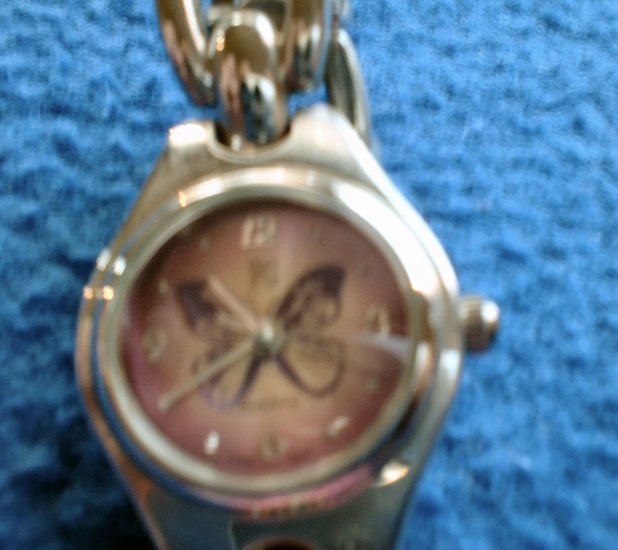 Ladies Girls Silver Watch Butterfly Face