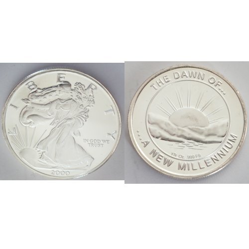 2000 Millennium Liberty Proof Coin .999 Slver