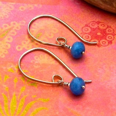 Dark Periwinkle Blue Quartz Sterling Silver Modern Half-Hoop Earrings