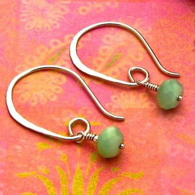 Green Quartz Sterling Silver Modern Half-Hoop Earrings