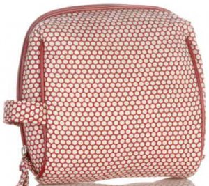 Serious Skin Care Red & White Polka Dot Cosmetic Toiletry Makeup Bag
