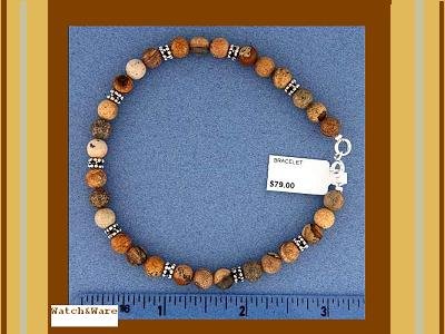 NEW Sard Onyx Bead Sterling Silver Bracelet 7.75" NR