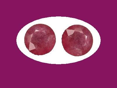 Pair of Rubies 9mm Round Cut Loose Gemstones