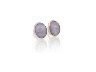 0440-4 NEW Light Grey Oval Agate Sterling Silver Earrings