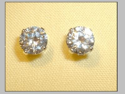 1555: NEW 5 mm Cubic Zirconia Sterling Silver Earring Studs