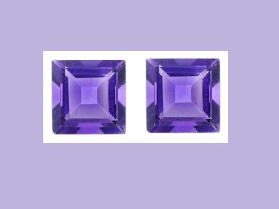 Amethyst Pair 8x8mm Princess Cut Loose Gemstone