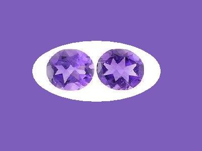 Pair of 10x8mm Amethyst Oval Cut Loose Gemstones