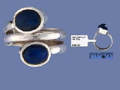 14773: NEW 2 Blue Lapis Lazuli Sterling Silver Ring size 5.5