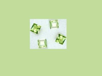 Set of 4 Peridot Princess 5x5mm Square Cut Loose Gemstone