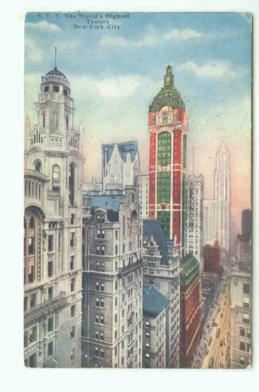 73605 NY New York City Postcard World's Highest Towers