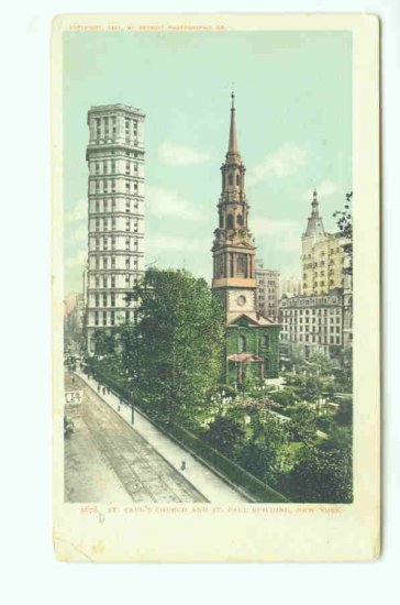 73624 NY New York City Vintage Postcard St. Paul's Church