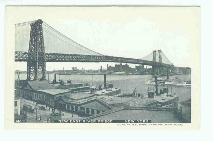 73631 NY New York City Vintage Postcard East River Bridge