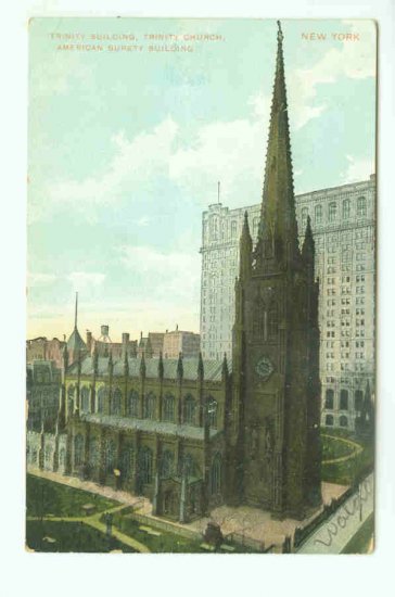 73638 NY New York City Vintage Postcard Trinity Church 1910