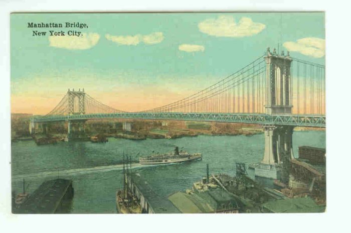 73649 NY New York City Vintage Postcard Manhattan Bridge