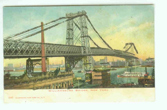 73652 NY New York City Vintage Postcard Williamsburg Bridge 1906 Era