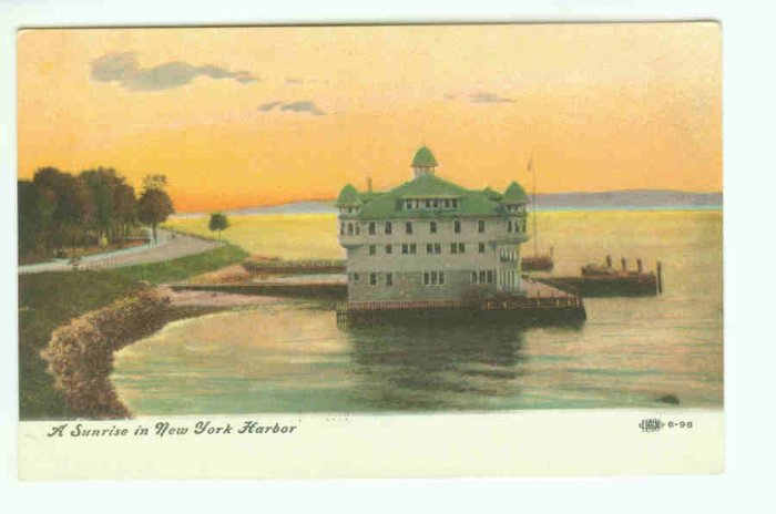 73664 NY New York City Vintage Postcard Sunrise in New York Harbor