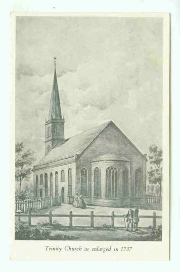 NY New York City Vintage Postcard Trinity Church as Enlarged in 1737