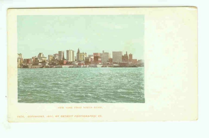 NY New York City Vintage Postcard From North River 1901