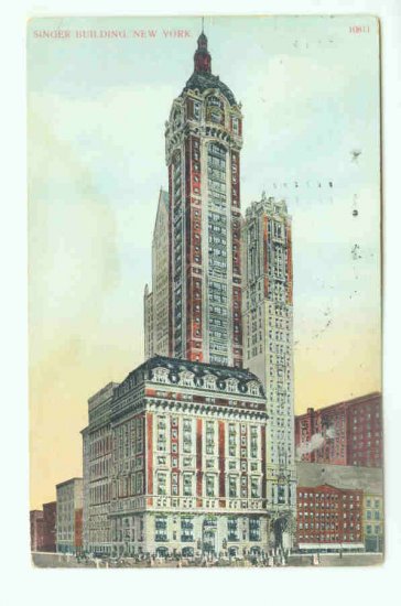 73683 NY New York City Vintage Postcard Singer Building 1909
