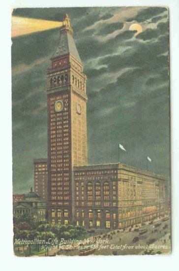 73685 NY New York City Vintage Postcard Metropolitan Life Insurance Building