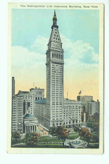 73687 NY New York City Vintage Postcard Metropolitan Life Insurance Building