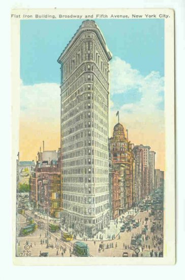 73689 NY New York City Vintage Postcard Flat Iron Building Fifth Avenue