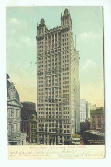 73696 NY New York City Vintage Postcard Park Row Building