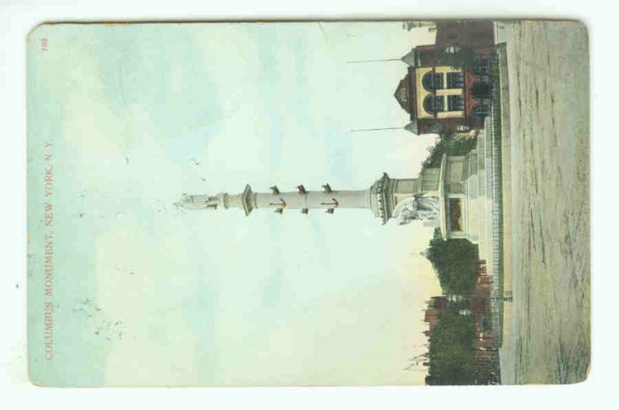 73698 NY New York City Vintage Postcard Columbus Monument 1911