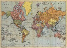 Vintage World Map Poster by Cavallini Decoupage paper print 20 x 28 inches