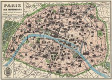 Vintage Paris Poster Map Cavallini & Co. 20 x 28 Wrap Paper
