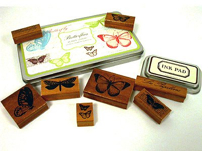 Vintage Butterfly Rubber Stamp Set by Cavallini & Co.