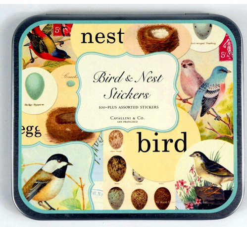 Birds & Nest Vintage Decorative Labels Stickers in Tin Cavallini Papers 24-26 sheets100+
