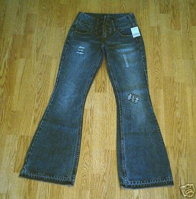 SILVER LOW RISE LACE DESTROYED JEANS-30 X 34-T 28-NWT