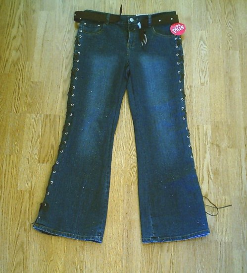 ARIZONA GIRLS FLARE LACED STRETCH JEANS-14 1/2 PLUS-NWT