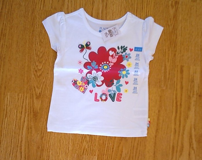 CHILDS PLACE LOVE FLOWER HEART TOP SHIRT-24 MONTHS-NWT