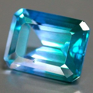 3.0 Ct. Bi Color Topaz Octagon cut gem 9 x 7mm Blue And Green