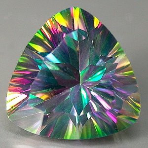 6 Ct. Mystic fire Topaz 11mm Trilliant Concave Cut gem eye clean