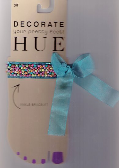 HUE BEADED ORGANZA BOW BLUE ANKLET