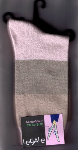LeGale Micro Velour Sock - Wide Stripe-Pink-Grey-Tan